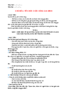 Giáo án Chủ đề 4: Tổ chức cuộc sống gia đình HĐTN 12 Cánh diều