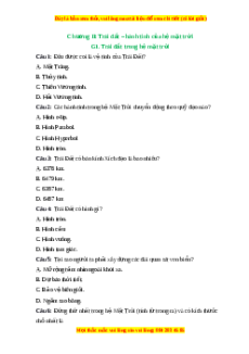 Trắc nghiệm Bài 6 Địa lí 6 Kết nối tri thức: Trái Đất trong hệ Mặt Trời