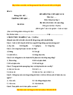 Đề thi cuối kì 2 Khoa học lớp 4 Kết nối tri thức (Đề 2)
