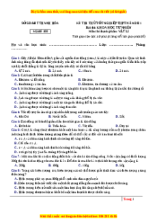Đề thi thử Vật Lí Sở Thanh Hóa năm 2021
