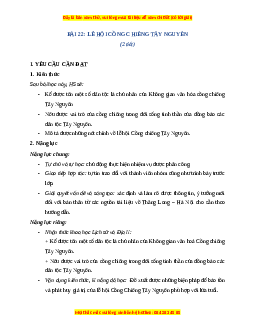 Giáo án Bài 22 Lịch sử & Địa lí lớp 4 Chân trời sáng tạo: Lễ hội cồng chiêng Tây Nguyên