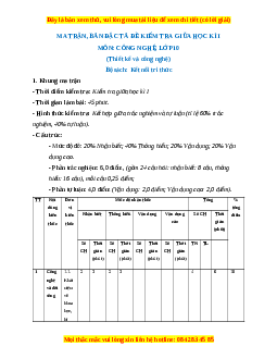 Đề thi Công nghệ 10 giữa kì 1 Kết nối tri thức (Công nghệ thiết kế) - Đề 1