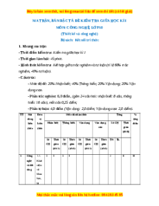 Đề thi Công nghệ 10 giữa kì 1 Kết nối tri thức (Công nghệ thiết kế) - Đề 1
