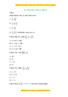 Trắc nghiệm Tính chất cơ bản của phân số Toán 6 Chân trời sáng tạo
