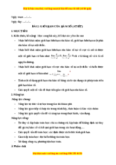 Giáo án Giới hạn của hàm số Toán 11 Cánh diều