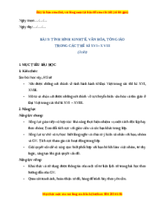 Giáo án Bài 9 Lịch sử 8 Kết nối tri thức (2024): Tình hình kinh tế, văn hóa, tôn giáo trong các thế kỉ XVI - XVIII