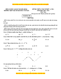 Đề thi thử Toán trường Chuyên Hoàng Văn Thụ năm 2021