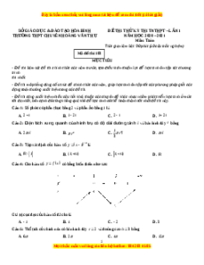 Đề thi thử Toán trường Chuyên Hoàng Văn Thụ năm 2021