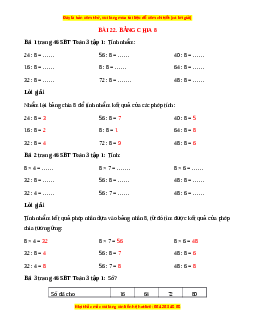 VBT Toán lớp 3 Bài 22 (Cánh diều): Bảng chia 8