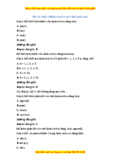 Trắc nghiệm Tin học 10 Chủ đề F Bài 14: Kiểu dữ liệu danh sách - Xử lí danh sách Tin học 10 Cánh diều