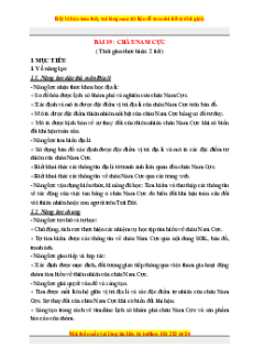 Giáo án Bài 19 Địa lí 7 Kết nối tri thức (Phiên bản 2): Châu Nam Cực