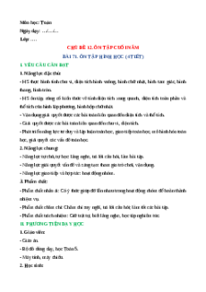 Giáo án Ôn tập hình học Toán lớp 5 Kết nối tri thức