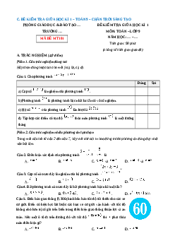 Đề thi giữa kì 1 Toán 9 Chân trời sáng tạo (Đề 1)