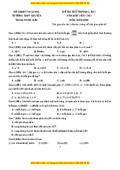 Đề thi thử Sinh Học trường Chuyên Thoại Ngọc Hầu lần 1 năm 2021