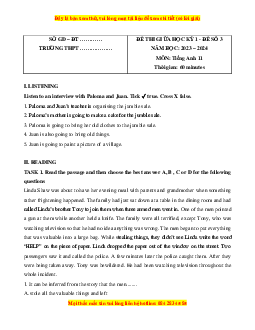 Đề thi giữa kì 1 Tiếng Anh 11 Global success (Đề 3 kèm file nghe)