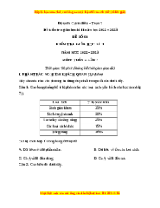 Đề thi giữa kì 2 Toán 7 Cánh diều có đáp án (Đề 1)