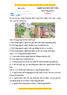 Bài tập cuối tuần Tiếng việt 4 Tuần 11 (có lời giải)