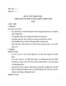 Giáo án Bài E1: Tạo trang web, thiết lập giao diện Tin học 12 Chân trời sáng tạo