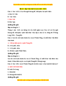Trắc nghiệm Lịch sử 7 Bài 20 Chân trời sáng tạo: Đại Việt thời Lê Sơ (1428-1527)