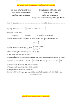 Bộ 9 đề thi giữa kì 1 Toán 11 TP Hồ Chí Minh có đáp án