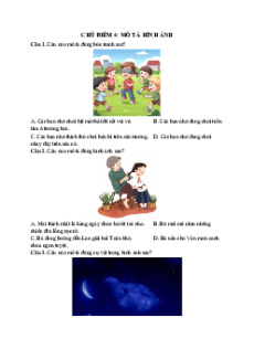 Câu hỏi ôn thi Trạng Nguyên Tiếng Việt lớp 1 Chủ điểm 4: Mô tả hình ảnh