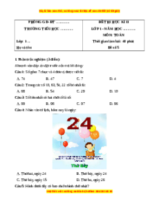 Đề thi cuối kì 2 Toán lớp 1 Chân trời sáng tạo (Đề 5)