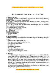 Giáo án Bài 10 GDCD 9: Lý tưởng sống của thanh niên