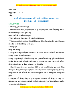 Giáo án Ki - lô - gam Toán lớp 2 Kết nối tri thức
