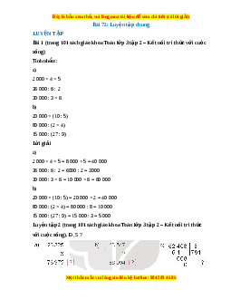 Giải Sgk Toán lớp 3 Bài 72: Luyện tập chung (Kết nối tri thức)