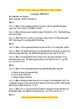 Đề kiểm tra Chương 2: Kim loại Hóa học 9