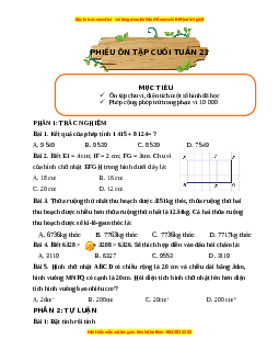 Bài tập cuối tuần Toán lớp 3 Tuần 23 Kết nối tri thức (có lời giải)
