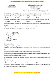 Đề thi thử Hóa Học trường Chuyên Bắc Ninh năm 2021