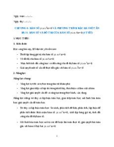 Giáo án Hàm số và đồ thị của hàm số y = ax2 (a ≠ 0) Toán 9 Chân trời sáng tạo