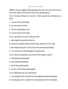 Trắc nghiệm Bài 9: Định luật Boyle Vật lí 12 Đúng-Sai, Trả lời ngắn Kết nối tri thức  2025