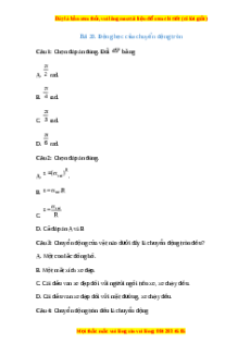 Trắc nghiệm Động học của chuyển động tròn Vật lí 10 Chân trời sáng tạo