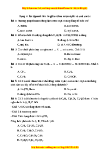 Trắc nghiệm Bài tập mối liên hệ giữa etilen, rượu etylic và axit axetic Hóa học 9