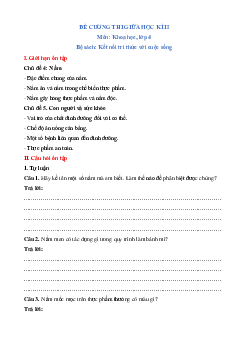 Đề cương ôn tập giữa kì 2 Khoa học lớp 4 Kết nối tri thức