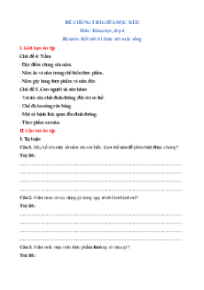 Đề cương ôn tập giữa kì 2 Khoa học lớp 4 Kết nối tri thức