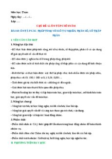 Giáo án Ôn tập các phép tính với số tự nhiên, phân số, số thập phân Toán lớp 5 Kết nối tri thức