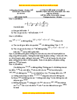 Đề thi vào 10 môn Toán tỉnh Hà Giang năm 2022