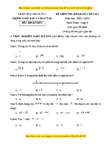Đề thi cuối kì 1 Toán 6 Chân trời sáng tạo Phòng GD&ĐT Quận Bình Tân - TP HCM