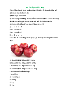 Trắc nghiệm Đo khối lượng KHTN 6 Kết nối tri thức