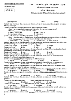 Đề thi thử tốt nghiệp Tiếng Anh trường THPT Quảng Xương - Thanh Hóa năm 2024