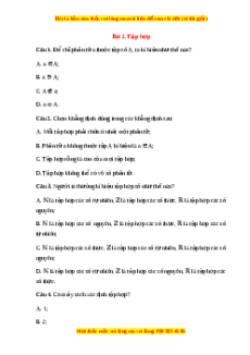 Trắc nghiệm Tập hợp Toán 10 Chân trời sáng tạo