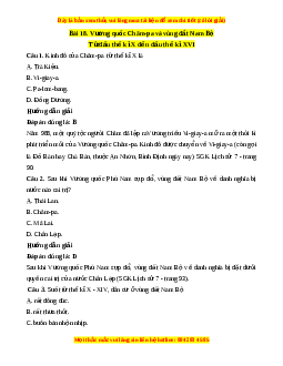 Trắc nghiệm Lịch sử 7 Bài 18 Kết nối tri thức: Vương quốc Chăm-pa và vùng đất Nam Bộ từ đầu thế kỉ X đến thế kỉ XVI