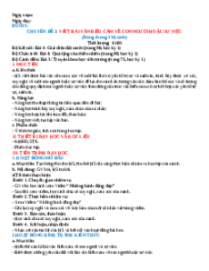 Giáo án Chuyên đề 2. Viết bài văn biểu cảm về con người hoặc sự việc