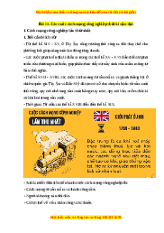 Lý thuyết Lịch sử 10 Chân trời sáng tạo Bài 11: Các cuộc cách mạng công nghiệp thời kì cận đại