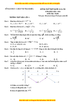 Đề thi thử Toán trường Hậu Lộc năm 2021