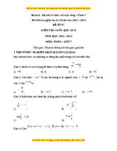 Đề thi giữa học kì 2 Toán 7 Kết nối tri thức có đáp án (Đề 7)