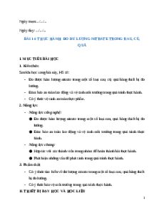 Giáo án chuyên đề Bài 14: Thực hành Đo dư lượng Nitrate trong rau, củ, quả Công nghệ trồng trọt 10 Kết nối tri thức